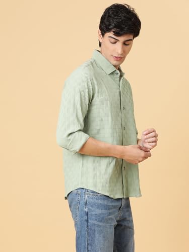 Image of KOTTY Men's Textured Casual Shirt - Long Sleeve||Button-Down Collar||Classic Fit