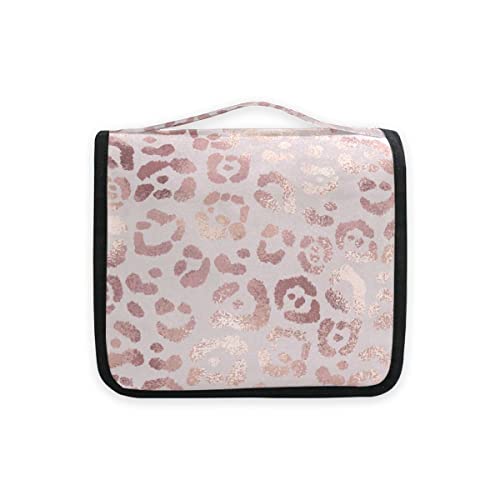 senya Hanging Travel Toiletry Bag Leopard Print Cheetah Rose Gold Kit Makeup Case Cosmetics Organizer for Men Women…