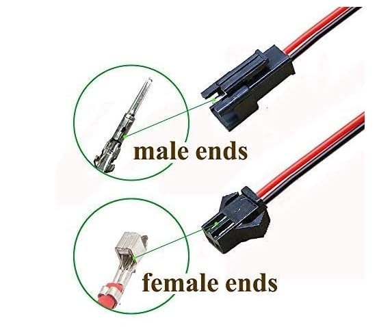Image of 2 Pair 2 Pin JST SM Connector Pair, 22 AWG Wire 2-Way Quick Connect Plug for LED Light Strips and DIY Electronics Projects