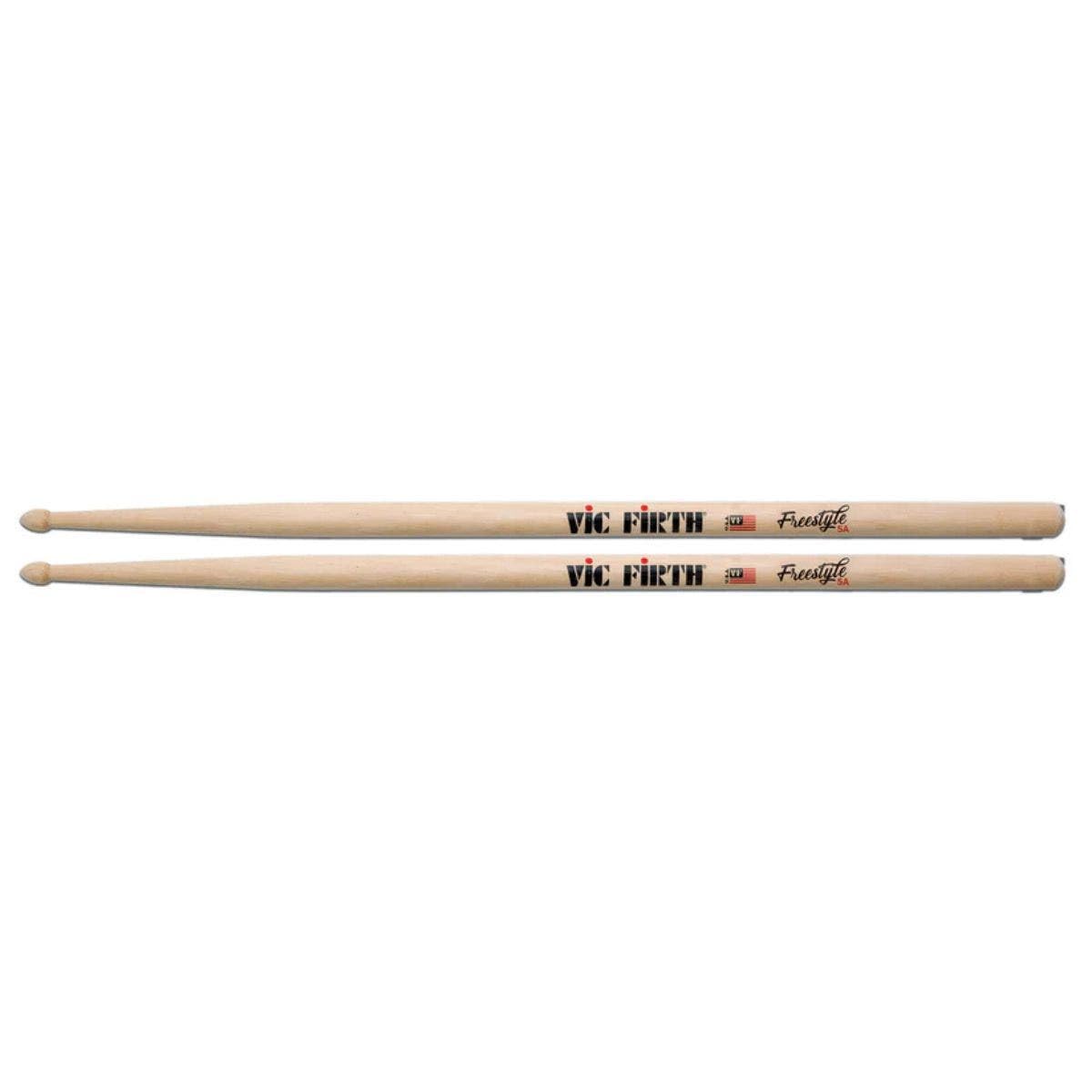 Vic Firth FS5A Freestyle 5A - Paquete de baquetas - 4 pares de baquetas extralargas de nogal americano con bolsa esencial para palos gratis, práctica, entrenamiento técnico, ensayo y uso de conciertos