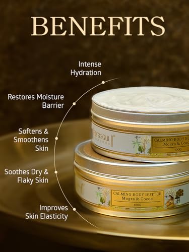 Image of Ayurveda Natural Calming Body Butter | Provides Deep Moisturization and Enhances Glow | Prevents Dryness | With Mogra and Cocoa Butter | For Men and Women | For All Skin Types | 40g