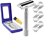 Double Edge Safety Razor for Unisex, 3 Platinum Coated Double Edge Blade Refills Safety Razo, Women Men's Razor with a Delicate Box,