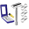 Double Edge Safety Razor for Unisex, 3 Platinum Coated Double Edge Blade Refills Safety Razo, Women Men's Razor with a Delicate Box,