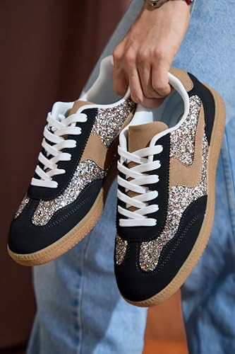 Makers Shoes Mel Women’s Metallic Sneakers, Lace-Up Comfort Shoes, Durable Gum Sole, Casual Style, Lightweight Design, Everyday Fashion Footwear3