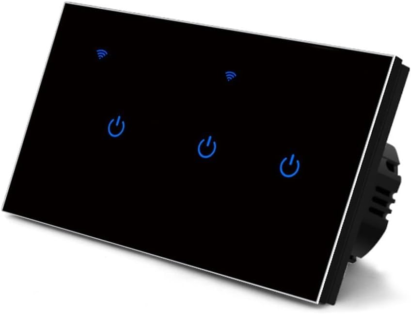 Smart Touch Controller with Voice Control and Remote Access - 3 Gang Black Switch for Home Automation