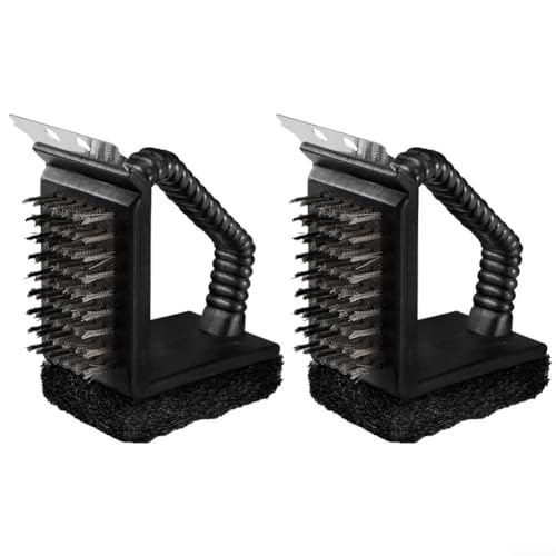 Cepillo resistente para parrilla de barbacoa con mango ergonómico y diseño eficiente de cerdas para eliminar grasa difícil