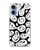 Fisgerod Black and White Smile Face Phone Case for iPhone 17, Trippy Melting Funny Face Phone Cover, Soft Trendy TPU Bumper Cover Case