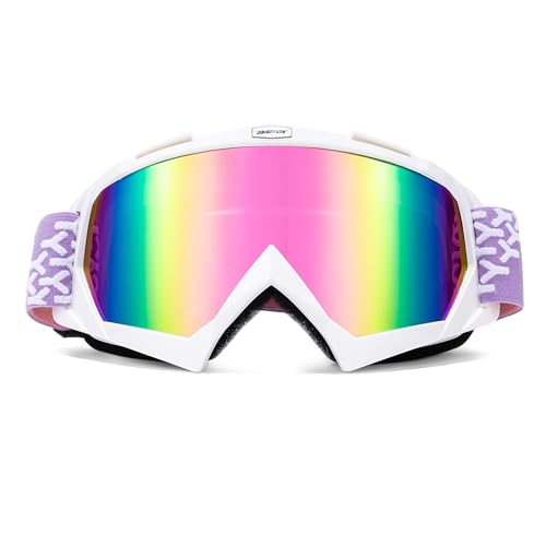 Image of Motorcycle Glasses Goggles Dirt Bike Motocross Safety ATV Tactical Riding (Color-White, Adult)