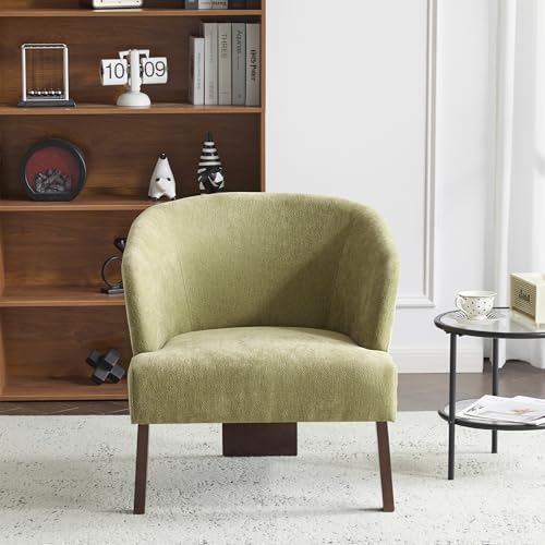 Sillón Barrel Verde Oliva Tela con Base de Madera miniatura 5