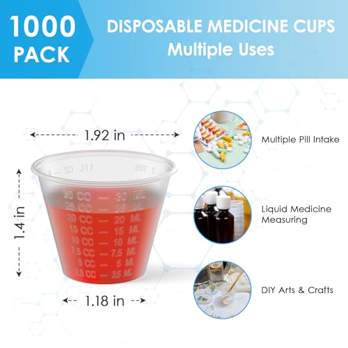 Image of Lilymicky 1000 Count 1 oz Disposable Medicine Cups, 1 oz Plastic Med Cups