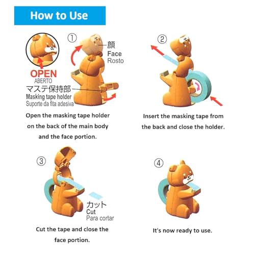 Image of Japan Quality Cute Yellow Sitting Dog Masking Tape Cutter and Dispenser for 15mm