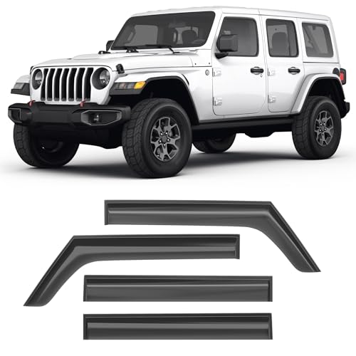 Image of Shatterproof Taped-On Window Deflectors for Jeep Wrangler JL 2018-2026, Rain Guards, Window Visors for Car, Vent Deflector, 4pcs