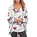 wuitopue Pull oversize à manches longues pour femme avec imprimé Père Noël et manches chauve-souris, col rond, imprimé élan mignon, à manches longues, décontracté et ample, 7287 - Blanc, S