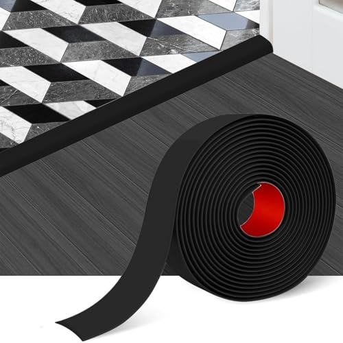 Tapajuntas Suelo Adhesivo,Perfil De TransicióN Para Suelo, FáCil De Cortar E Instalar for Joining Floor Gaps Y Azulejos (Negro, 300cm*2cm)