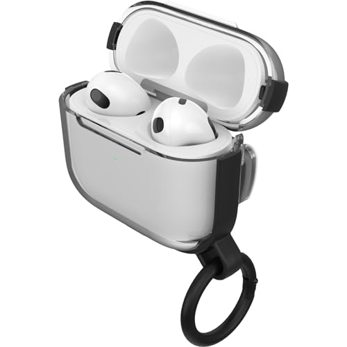 OtterBox - AirPods Pro Case, 1st Generation - Clear Protective Case with Carabiners, Wireless Charging Compatible (Black Crystal)