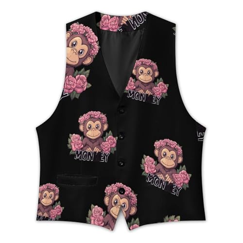 Monkey Mens Slim Fit Suit Vest Dress Waistcoat Casual Business Vest3