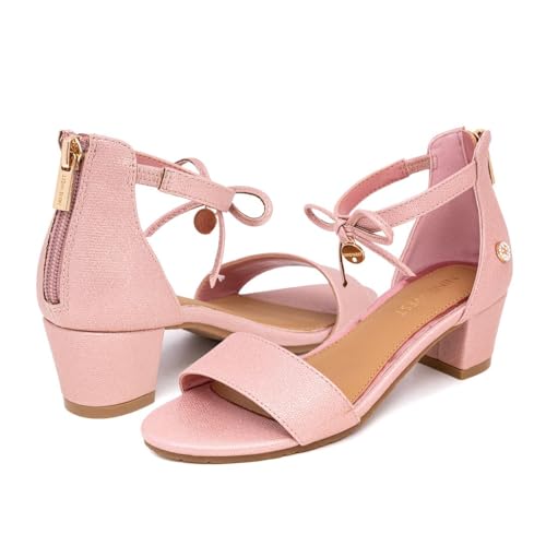 Image of Nine West Girls Sandals Low Heel Dress Pump Ankle Strap Open Toe Wedding Party for Big Kids & Little Kids
