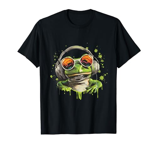 Frog DJ Music Headphones Beatmaker Techno Dance Club House T-Shirt
