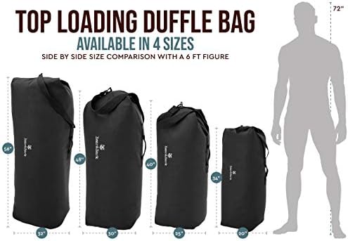 Top Load Duffle Bag - Black 34x20" - 55L - Medium Canvas Military and Army Cargo Style Carryall Duffel for Men and Woman – College Student, Backpacking, Travel and Storage Shoulder Bag 5 Top Load Duffle Bag - Black 34x20" - 55L - Medium Canvas Military and Army Cargo Style Carryall Duffel for Men and Woman – College Student, Backpacking, Travel and Storage Shoulder Bag