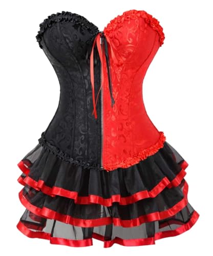 KUOSE Moulin Rouge Gothic Corsagenkleid Korsett Spitenrock Übergrößen S-6XL