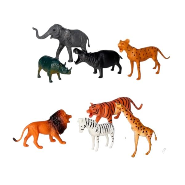 Image of SHAKTISM Animal Toy Set, 8 Pieces Wild Jungle Animal Figures, Educational Plastic Toys for Boys & Girls, 3+ Years