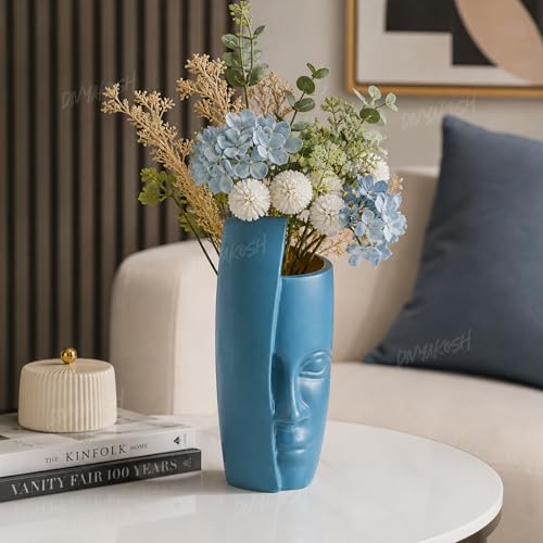 Image of Divyakosh Flower Vase Show Pieces for Home Decor Living Room Gifts Empty Plastic Vase's Decorative Modern Face Pot Decorative Items for Living Room| 31 cm (Vase only)