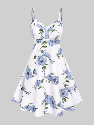 Image of Rosegal Plus Size Women Cottagecore 2PC Floral Sundress Set
