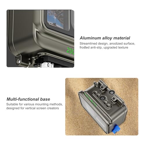 Image of 656FT /200M Underwater Housing Case for GoPro 9-13, Aluminum Alloy with Optical Glass Diving Waterproof Housing for Go Pro Hero 13 /12 /11 /10 /9, Extended Ball Joint Mount (YH-200MGOPRO)