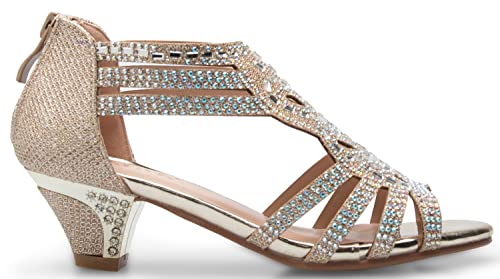 Image of Olivia K Girl's Cute Adorable Strappy Glitter Open Toe Heel Sandals - Adjustable buckle