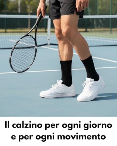 Sockenkauf24 10 Paia Calze Sportive Uomo Donna Calzini Tennis Spugna Rinforzati Crew Socks Nero 39-42 - 5
