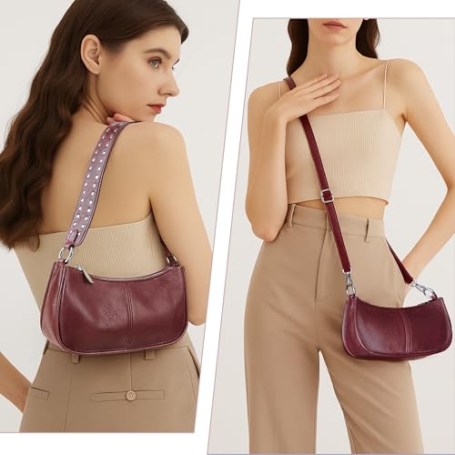 Shoulder Bag for Women, Roomy Leather Y2K Purse with Smooth Zipper and Adjustable Strap, Durable Hook Y2K Bag2