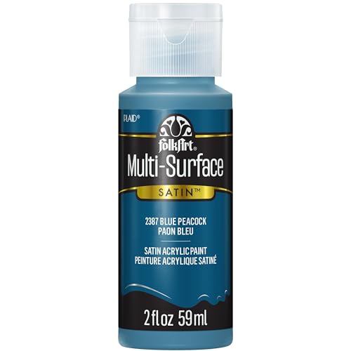 Image of FolkArt Multi Surface Acrylic Paint, 2 oz, Blue Peacock 2 Fl Oz