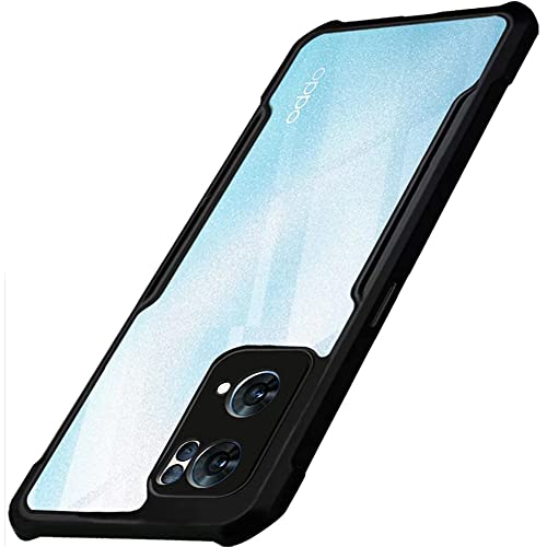 Image of WOW IMAGINE Shock Proof Clear Protective Back Case for Oppo Reno 7 Pro 5G - AirEDGE Technology | 360 Degree Camera Protection | Transparent Hybrid Back Case Mobile Cover - Black