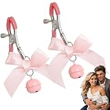 1 Paar Brustwarzen Klemmen Verstellbares Glockenbogennippel Clips Legierung Body Clips Nicht piercing süßer Körperkettenclip mit Bogenknoten und Glocke für dekorative