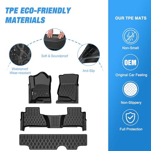 Image of Nilight Floor Mats for Chevy Tahoe GMC Yukon 2015 2016 2017 2018 2019 2020 | (Not for XL) All Weather Custom Fit Heavy Duty Floor Liners