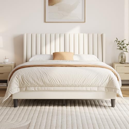 Yaheetech Queen Bed Frame Upholstered Platform Bed with...