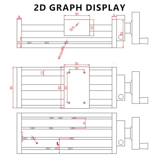 Linearschiene, LinearfüHrung mit Handrad, 200mm Effektive Verfahrlänge, HochpräZiser Manuelle LinearfüHrung mit Verriegelung für X Y Z Lineartischaktuator Industrielle Werkzeugmaschinen