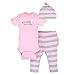 Gerber Baby Girls 3 Piece Organic Take-me-Home Set, Gray/Light Pink, 0-3 Months