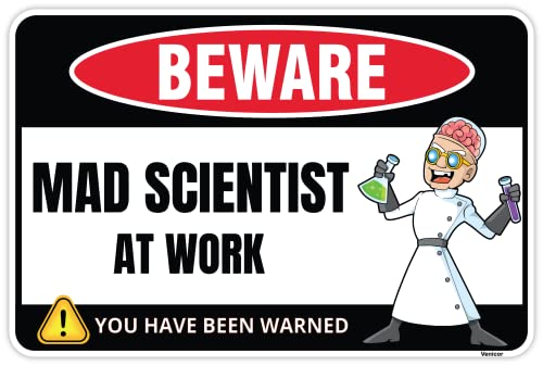 Venicor Mad Scientist Sign Decor - 8 x 12 Inches
