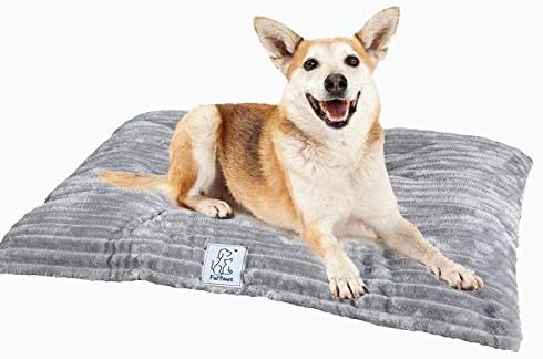 furpawz Tufted Corduroy Pillow Dog Bed Pet Mat (XL, Gray)