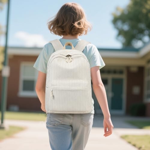 Image of BTOOP School Backpack for Teens Large Corduroy Bookbag Lightweight 15.6 inch Laptop Bag for Girls Women Casual High School College