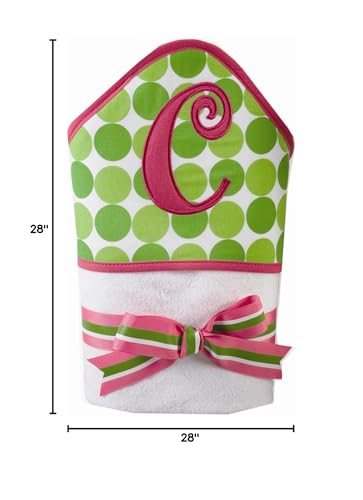 Image of Baby Girl Pink Initial Hooded Terry Towel, Letter C