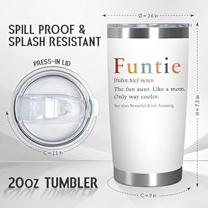 Aunt Gifts for Women - Funtie Definition 20 oz Stainless Steel Insulated Coffee Tumbler With Lid - Mothers Day Birthday Christmas Funny Gifts for Aunt from Niece Nephew Aunt Gifts for Women Funtie Definition 20 oz Stainless Steel Insulated Coffee Tumbler With Lid Mothers Day Birthday Christmas Funny Gifts for Aunt from Niece Nephew