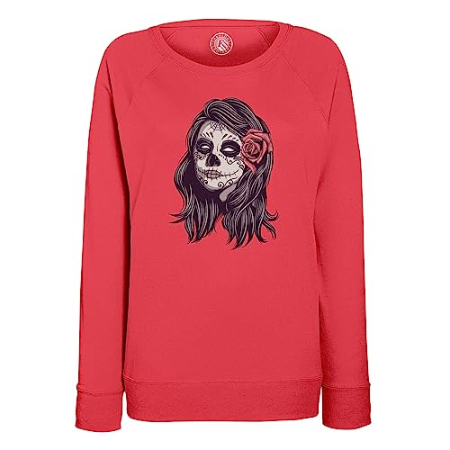 Sweatshirt femme zombie maquillage fleurs pull coton doux anti bouloche