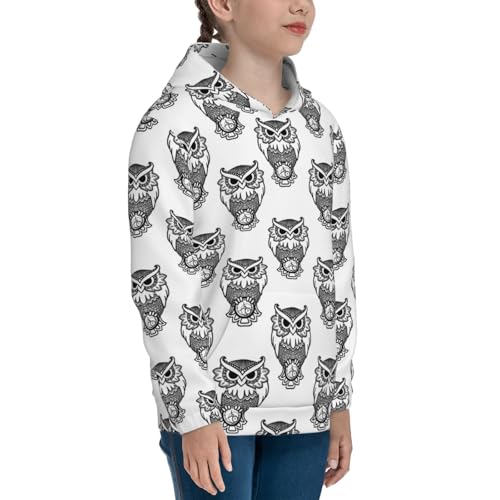 Cute Cartoon Owl Kids Pullover Hoodies Boys Sweatshirts Girls Athletic Clothes with Pocket3