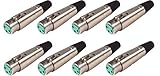 (8 Pack) Switchcraft A3F Female 3-Pin XLR Mic Cable End Connector Nickel Finish