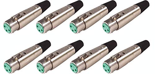 (8 Pack) Switchcraft A3F Female 3-Pin XLR Mic Cable End Connector Nickel Finish