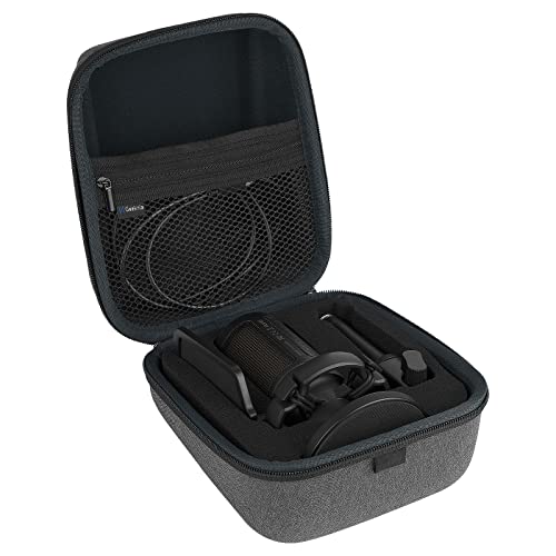 Image of GEEKRIA for Creators Microphone Case Compatible with Fifine AmpliGame A6V, A6T, A6B, A6W, A6TB, A6TP, A6VB, A6VW, Hard Shell Mic Carrying Case, Travel Protective Bag with Cable Storage