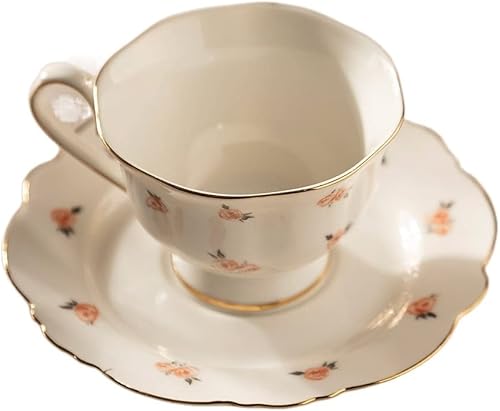 Miniatura 1 de Taza de té con leche, taza y platillo de cerámica con flor de rosa, taza de café, taza de té con bandeja de postre Juego de bebidas Agua Leche Café