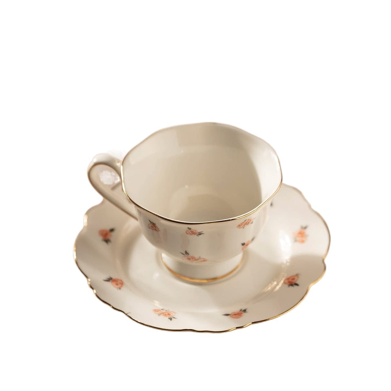 kubek do kawy - ceramiczne sztućce kubek do herbaty z mlekiem kubek i spodek ceramiczny kwiat róży filiżanka do herbaty z tacą deserową zestaw do picia wody mleko kubki kawiarnia talerz filiżanka do